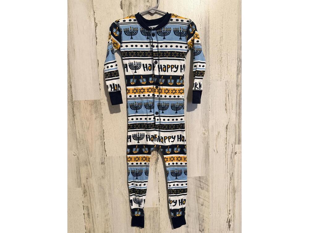 Lazy One Boys Size 3T Hanukkah Pajamas One Piece Cotton Menorah Dreidel Holiday